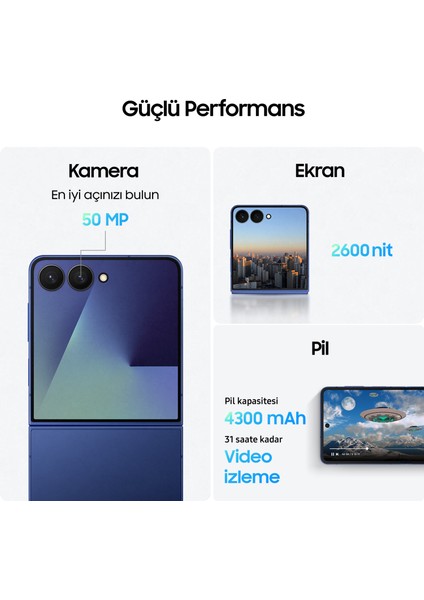 Galaxy Z Flip7 512 GB 12 GB Ram (Samsung Türkiye Garantili) Gölge Mavisi indirimleri