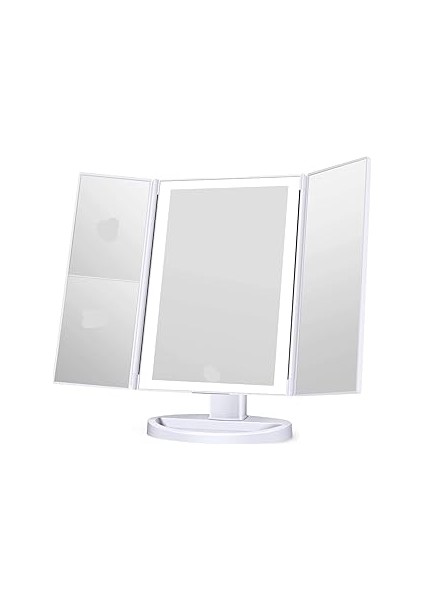 Land Of Myth - 1X-2X-3X-10X Büyütmeli 37 LED Işıklı Makyaj Aynası, 3 Panel, Katlanabilir, Dokunmati
