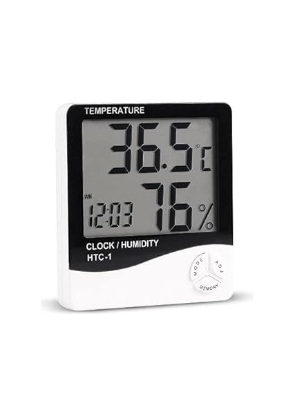 Htc-1 Dijital Termometre Sıcaklık ve Nem Ölçer Higrometre Masa Alarm