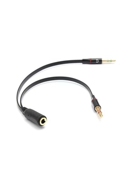 Heartz Aux To 2 Aux Kablo 3.5 mm Jack Girişini 2 Aux A Çeviren Kablo Mikrofon ve Kulaklık Çevirici