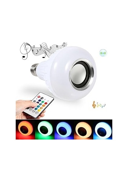 Güncelçarşı Bluetooth Hoparlör Özellikli Lamba, Müzik Çalar Işık, Kumandalı 16 Farklı Renk Rgb Işık