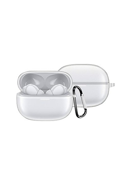 Redmi Buds 5 Pro ile Uyumlu Kılıf Şeffaf Silikon Kılıf Tam Koruma Kancalı Anahtarl