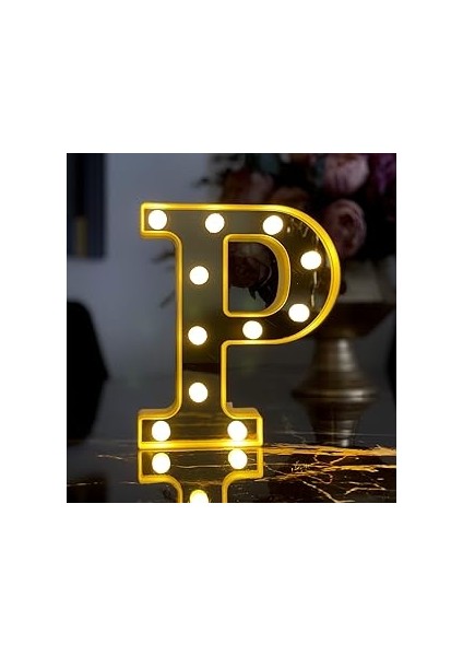 Giftmoda 3D Işıklı LED Harf Dekoratif Aydınlatma Büyük Boy P