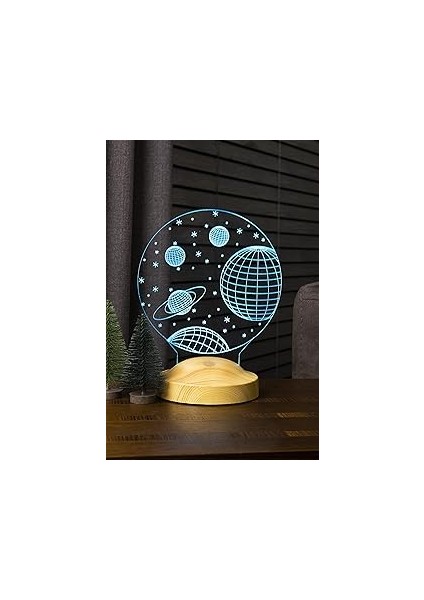 Sevgilambası 3D 3 Boyutlu Uzay Temalı LED Lamba