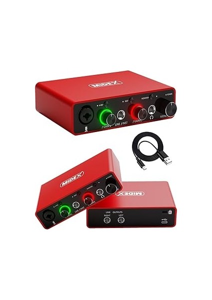 GLX-700RD Üst Segment USB Stüdyo Ses Kartı 2 Giriş 2 Çıkış 24BIT/192KHZ