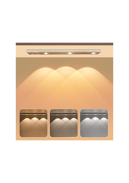 Forlife 3 Led'li Şarjlı Dolap Altı Aydınlatma, Hareket Sensörlü, 3 Modlu, Yapışkanlı, Delme Gerekti