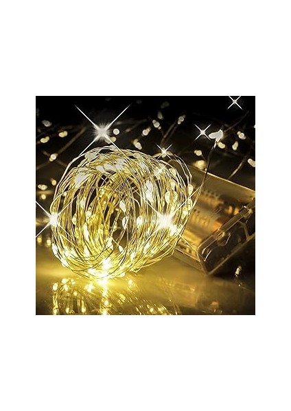 Robeve LED Metre Gün Işığı Sarı Renkli Pilli Dekoratif Aydınlatma Süsleme Parti Sarı LED Işık