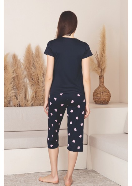 Dreamy Milan Bambu Likralı Desenli Kısa Kollu Kapri Pijama Takımı