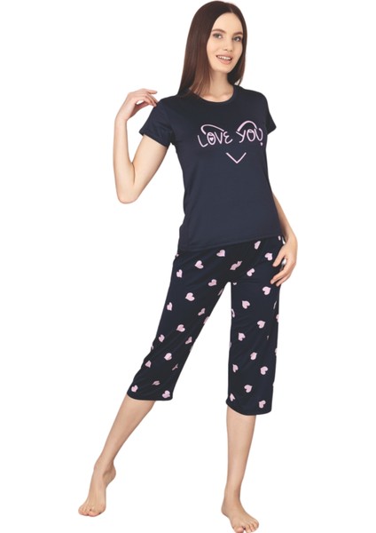 Dreamy Milan Bambu Likralı Desenli Kısa Kollu Kapri Pijama Takımı