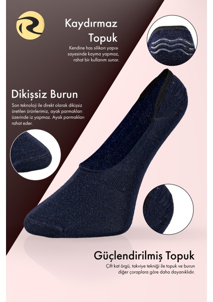 Pamuk Kadın Babet Çorap Dikişsiz Görünmez Kaydırmaz Topuk Silikonlu 6'lı Paket fiyatları