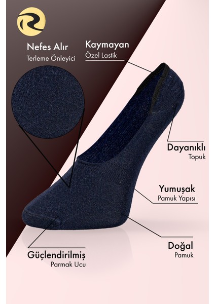 Pamuk Kadın Babet Çorap Dikişsiz Görünmez Kaydırmaz Topuk Silikonlu 6'lı Paket modelleri