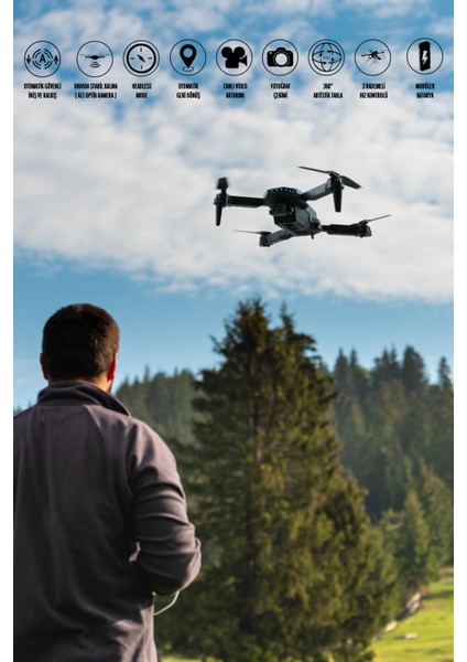 Orıon Kameralı Drone Taşıma Çantalı | Wifi App Kontrol | Havada Sabit Kalma | Eşzamanlı Görüntü
