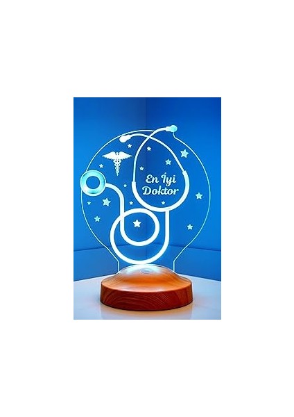 Sevgilambası 3D Doktor Hediyesi Stetoskop 3 Boyutlu LED Lamba