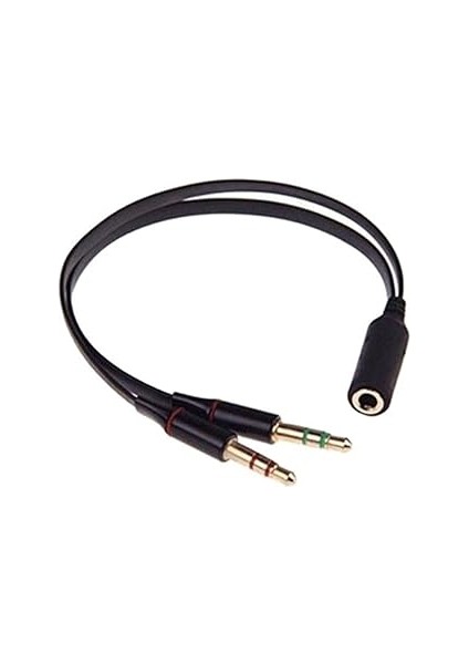 (1214) Aux To 2 Aux Kablo 3.5 mm Jack Girişini Çeviren Kablo Mikrofon ve Kulaklık Çevirici