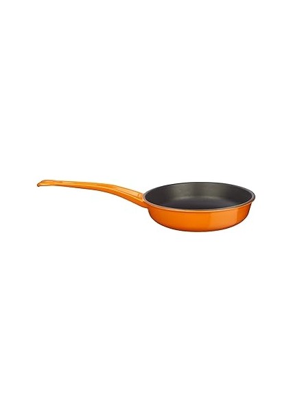 Metal Döküm Kızartma Tavası, Metal Saplı, 24 Cm, Turuncu