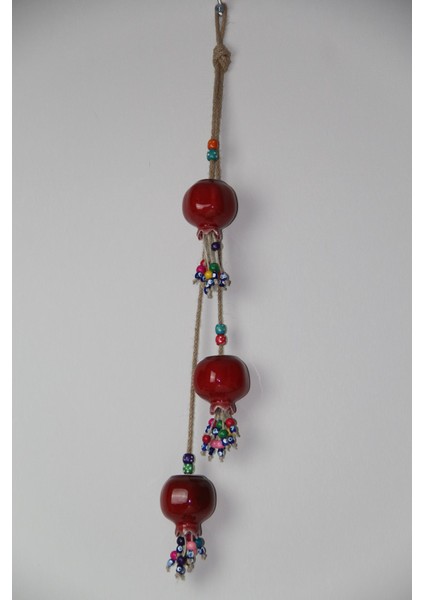 3’lü Kırmızı Seramik Nar Duvar Süsü – Nazar Boncuklu Bereket Dekoru fiyatları