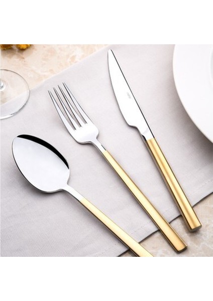 Dalyan 24 Ayar Sade Altın Kaplama 89 Parça Deri Kutulu Çatal Kaşık Bıçak Takımı