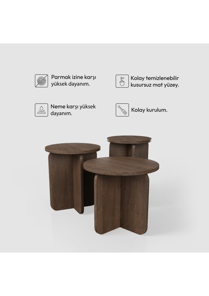 Tirenel Zigon Sehpa | 3 Parça - Ceviz Renkli modelleri