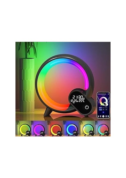 Uzaktan Kumandalı Akıllı Bluetooth Hoparlör Renkli Atmosfer Işığı Yaratıcı Gece Lambası D