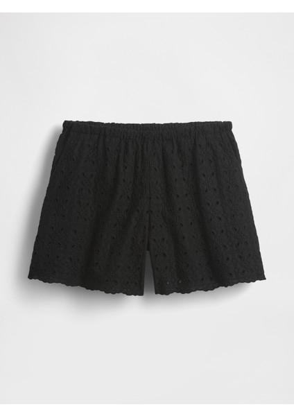 Kadın Siyah High Rise Eyelet Easy Şort fiyatları