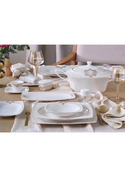 G&38UUMLRAL Caroline 85 Parça 12 Kişilik Kare Yemek Takımı 6600 Diğer