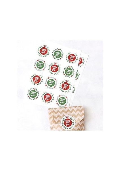 Bimotif Sticker, Happy New Year, Renkli, 4.5 cm 2 Sayfa