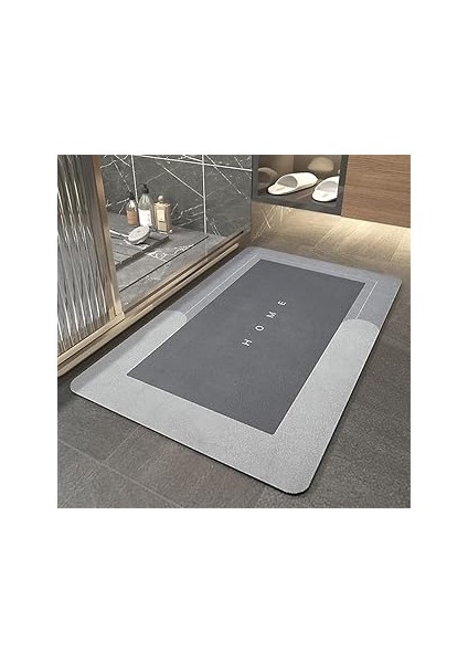 Banyo Paspası-Süper Emici-Kaymaz Tabanlı Banyo ve Abdest Paspası-Kare Gri̇ (NKS138)