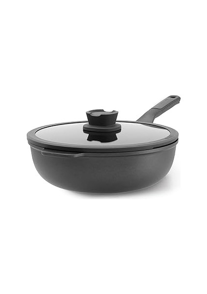 Leo Stone Yapışmaz Kapaklı Alüminyum Döküm Wok Tava 28 cm