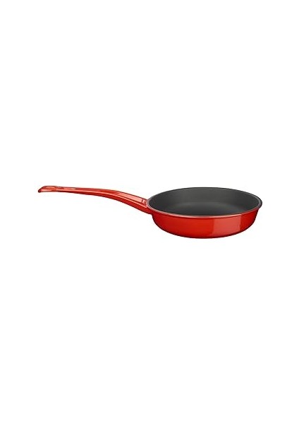 Metal Döküm Kızartma Tavası, Metal Saplı, 24 Cm, Kırmızı