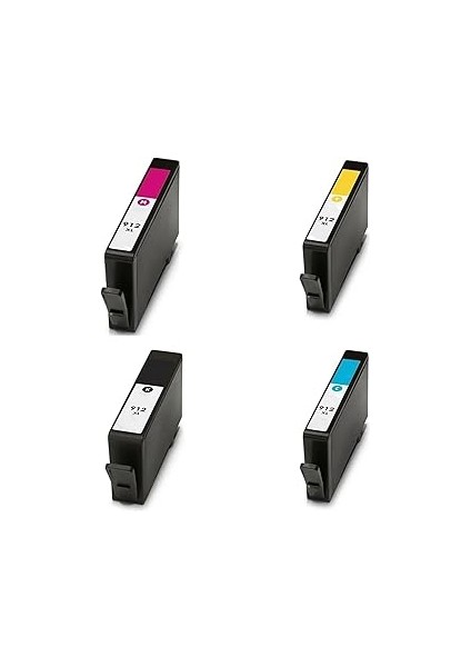 Bitmeyen Kartuş Uyumlu Muadil Lar, 4 Renk 1 Set 912XL Uyumlu - Officejet Pro 8012, 8014, 8015