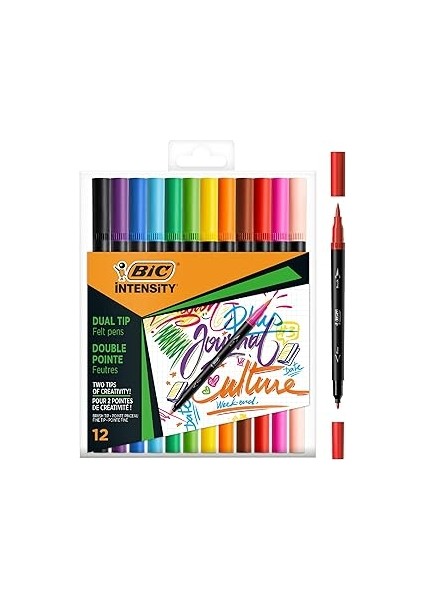 Intensity Keçeli Kalem Seti, Çift Uçlu Fırça Kalemi, Boyama Için, 12 Farklı Renkte, Fırça ve In