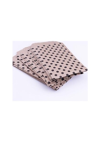 Bimotif Puantiyeli Kese Kağıdı, Kraft Üzeri Siyah 18X30-40 Adet