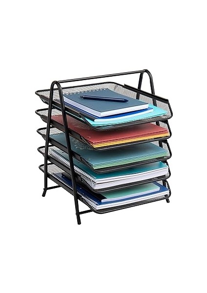 Mind Reader 5tpaper-Blk 5 Katmanlı Kağıt Tepsisi, Dosya Depolama, Masaüstü Düzenleyici, Metal Ağ, 3