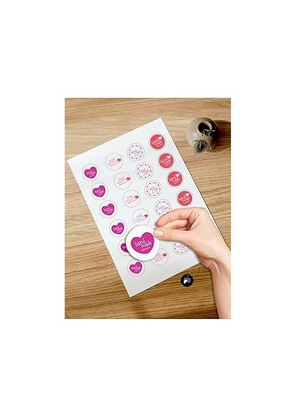 Postermanya (PSTER21333) 120 Adet Handmade Etiket, Handmade Sticker, Made With Love Yazılı Etiket,
