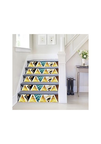 Merdiven Sticker Folyo Kaplama (18X120 cm 5 Adet) Modern Altın