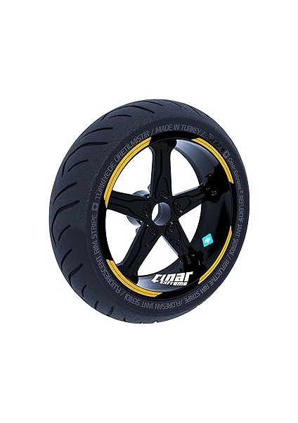 Çınar Extreme Double Stripe Tasarımlı Yaldızlı Gold Jant Şeridi Sticker