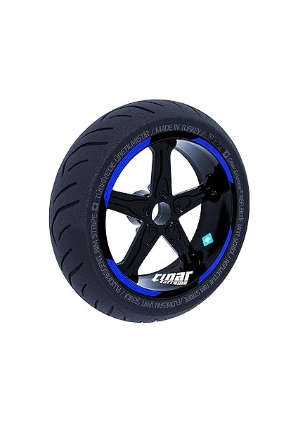 Çınar Extreme Double Stripe Tasarımlı Reflektif Mavi Jant Şeridi Sticker