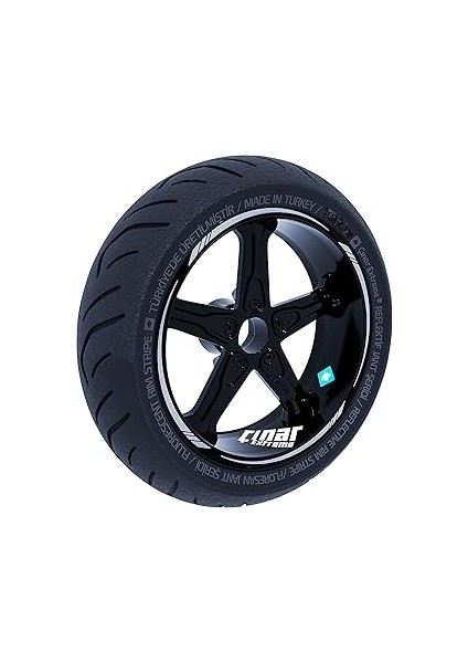 Çınar Extreme Yaldızlı Gümüş 4 Parçalı Keskin Jant Şeridi Sticker