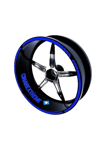 Çınar Extreme 4 Parçalı Kesikli Tasarımlı Reflektif Mavi Jant Şeridi Sticker