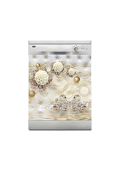 Bulaşık Makinesi Sticker Kaplama Beyaz Eşya Kaplama Pearls Gold