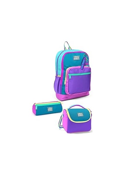 Coral High Pembe Pastel Renkli 3'lü Okul Çantası Seti̇