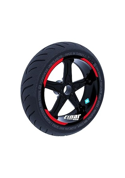 Çınar Extreme Double Stripe Tasarımlı Reflektif Kırmızı Jant Şeridi Sticker