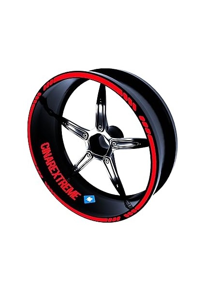 Çınar Extreme 4 Parçalı Kesikli Tasarımlı Reflektif Kırmızı Jant Şeridi Sticker