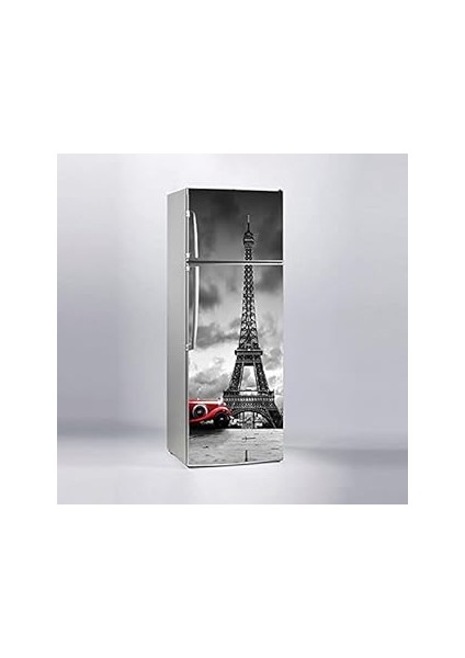 Buzdolabı Sticker Kaplama Dolap Kaplama Etiketi Paris Kırmızı Araba