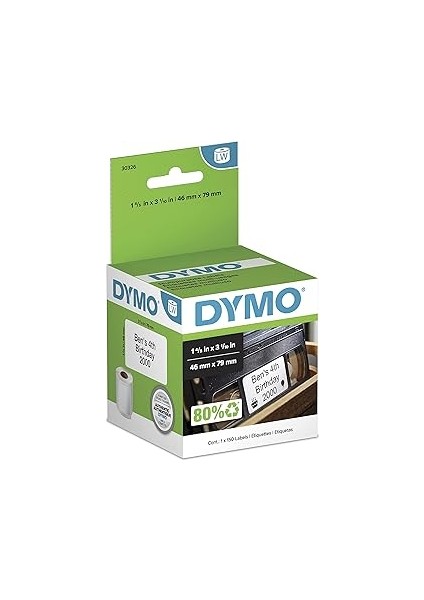 Dymo Labelwriter Etiket Yazıcıları Lw Video Üst Etiketleri, Beyaz, 1-4/5'' x 3-1/10'', 1 Rulo