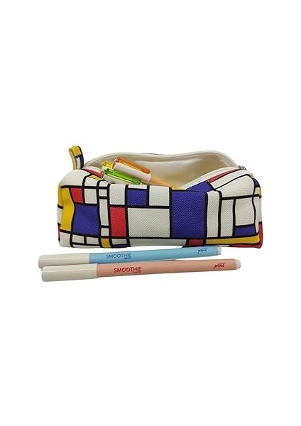 Mondrian De Stijl Astarlı Yıkanabilir Bez Kalemlik Kalem Kutusu
