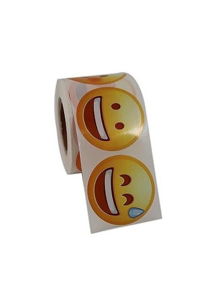 Hazır Etiketler , Hazır Al Hızlı Al Emoji Etiketi 9 Farklı Emoji Surat 50MM Çap Ruloda 500 Adet Ken