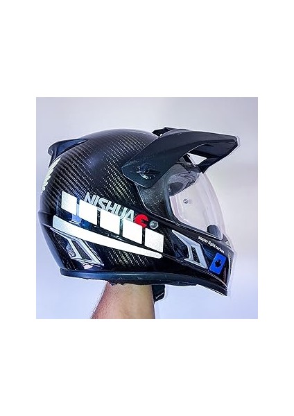 Çınar Extreme Şerit Tasarımlı Reflektif Gri Motosiklet Kask Sticker