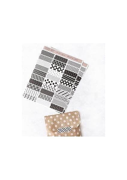 Bimotif Şekilli Sticker Bant, Black-White, 1.4x4.5 cm 2 Sayfa