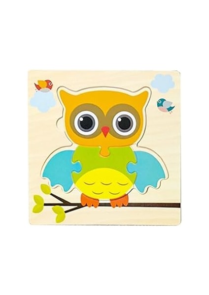 Ahşap Eğitici Hayvanlar Büyük Puzzle Set(Baykuş)
